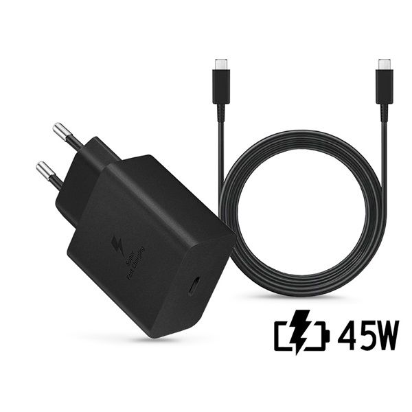 Samsung gyári hálózati töltő adapter TypeC bemenet 1,8  TypeC kábel 45W  EPTA845XBEG PD.3.0 Super Fast ECO csom