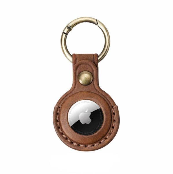 Mobile Origin AirTag Leather Keychain A6 Midnight Brown