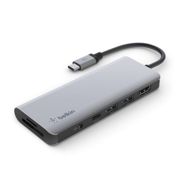 Belkin Connect USB-C 7-in-1 Multiport Hub Adapter Grey