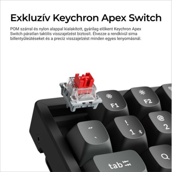 Keychron K4 Ultra 8K Bluetooth / vezeték nélküli magyar Apex Red mechanikus billentyűzet fekete