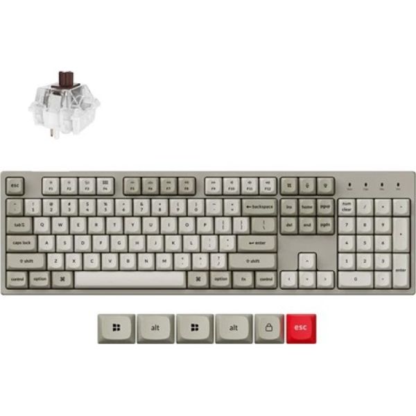 Keychron C2 Pro 8K USB-C magyar Super Brown mechanikus billentyűzet szürke (Bontott!)
