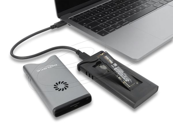 DeLock USB Type-C 40Gbps Enclosure for 1xM.2 NVMe PCIe SSD with fan Tool Free Black