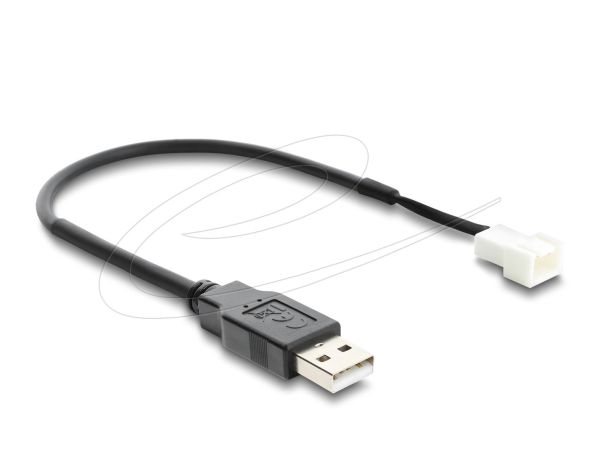 DeLock Fan Cable USB 2.0 Type-A male to 3 pin (2 pins connected) fan connector male 20cm Black