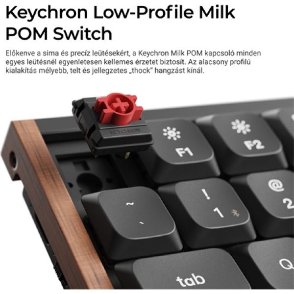 Keychron K1 Ultra 8K Bluetooth / vezeték nélküli magyar Silent Red mechanikus billentyűzet fekete