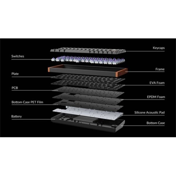 Keychron K2 HE Bluetooth / vezeték nélküli / USB magyar gaming Gateron double-rail magnetic mechanikus billentyűzet feke