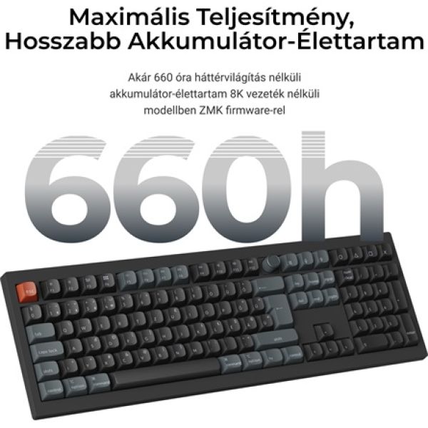 Keychron V6 Ultra 8K Bluetooth / vezeték nélküli magyar Silk POM Red mechanikus billentyűzet fekete