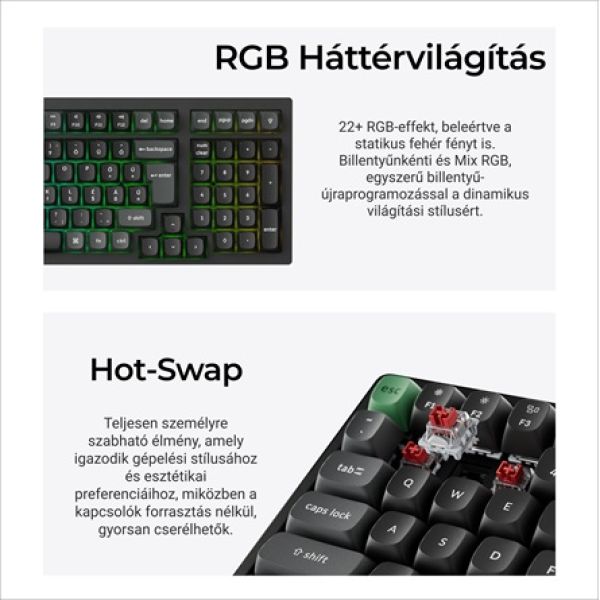 Keychron K4 Ultra 8K Bluetooth / vezeték nélküli magyar Apex Red mechanikus billentyűzet fekete