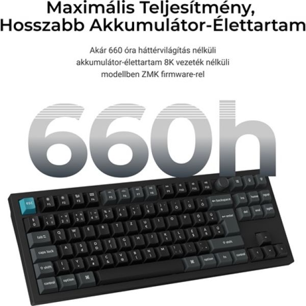Keychron Q3 Ultra 8K Bluetooth / vezeték nélküli magyar Silk POM Banana mechanikus billentyűzet fekete