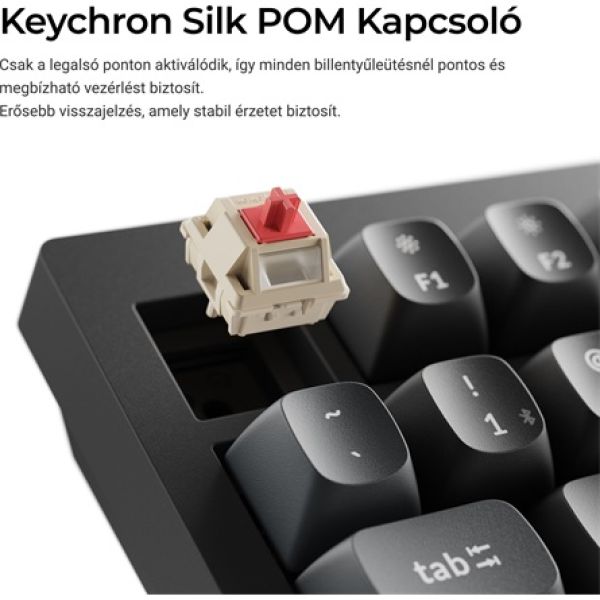 Keychron V3 Ultra 8K Bluetooth / vezeték nélküli magyar Silk POM Red mechanikus billentyűzet fekete