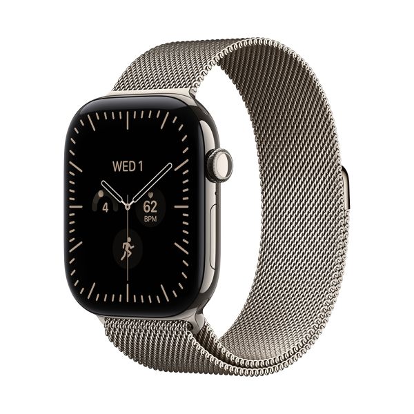 Apple Watch S12 Cellular 46mm Natural Titanium Case with Natural Milanese Loop - M/L