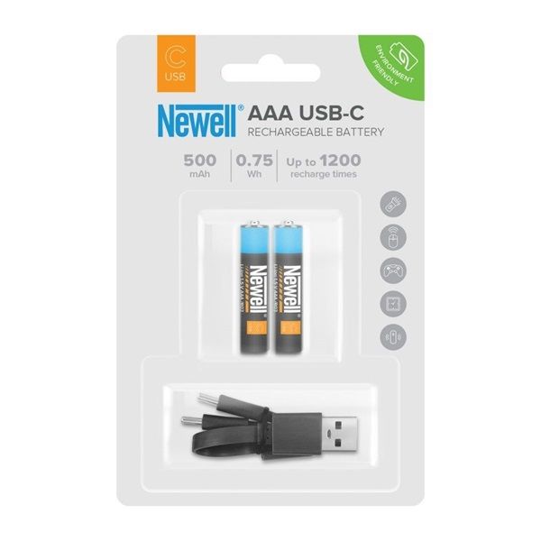 NEWELL USB-C 500  ceruza elem akkumulátor, LR06, AAA,  1,5 V, tartozék USB-A / USB-C kábel, 40 hónap garancia