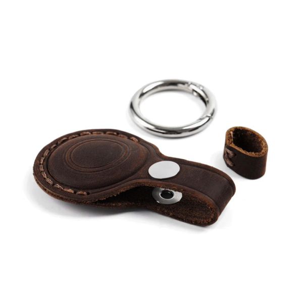 Mobile Origin AirTag Outdoor Leather Keychain A7 Midnight Brown