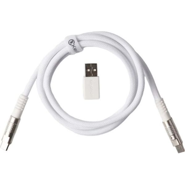 Keychron Double-Sleeved Geek 8K USB-C -> USB-C M/M adatkábel 1m fehér +USB-A adapter
