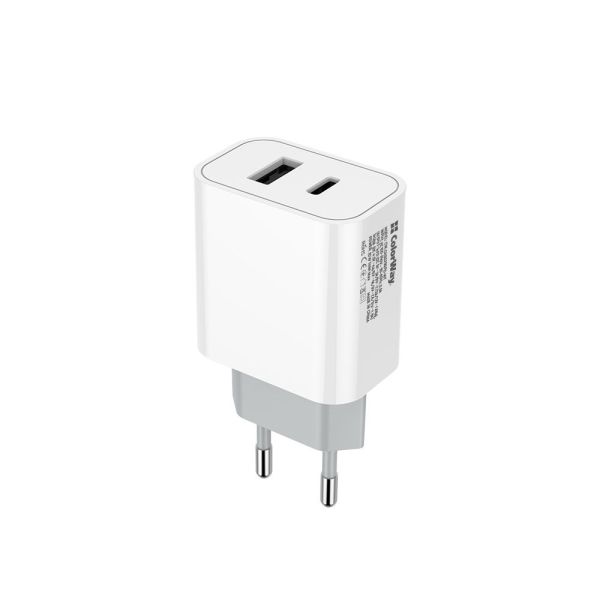 ColorWay USB töltő adapter (Type-C PD + USB QC3.0) (20W) V2 White