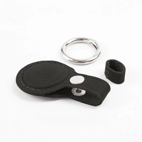 Mobile Origin AirTag Outdoor Leather Keychain A7 Black