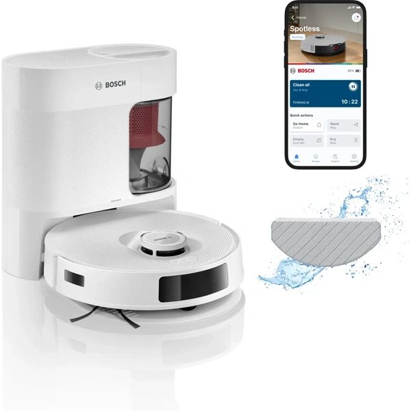 BOSCH BCRD2W Spotless Advanced+ Robotporszívó és felmosó, Fehér