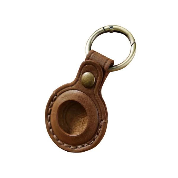 Mobile Origin AirTag Leather Keychain A6 Midnight Brown