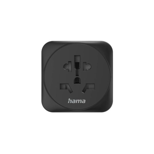 Hama Travel Adapter Type E and F 3-Pin Universal World to Europe Black