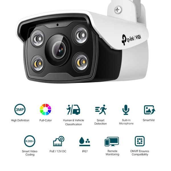 TP-Link VIGI C330 (4mm) 3MP Outdoor Full-Color Bullet Network Camera