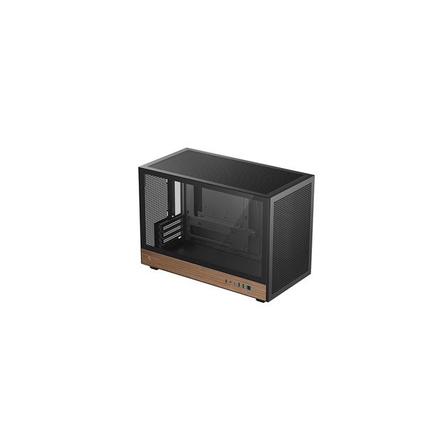 DEEPCOOL Ház Micro-ATX CH260 WOOD, Tápegység nélkül, Fekete, Üvegfalú