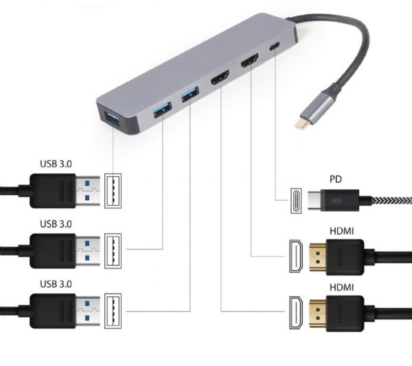 Gembird A-CM-COMBO3-03 USB Type-C 3-in-1 Multi-Port Adapter
