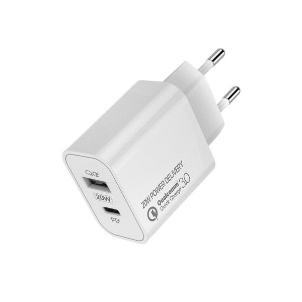 ColorWay USB töltő adapter (Type-C PD + USB QC3.0) (20W) V2 White