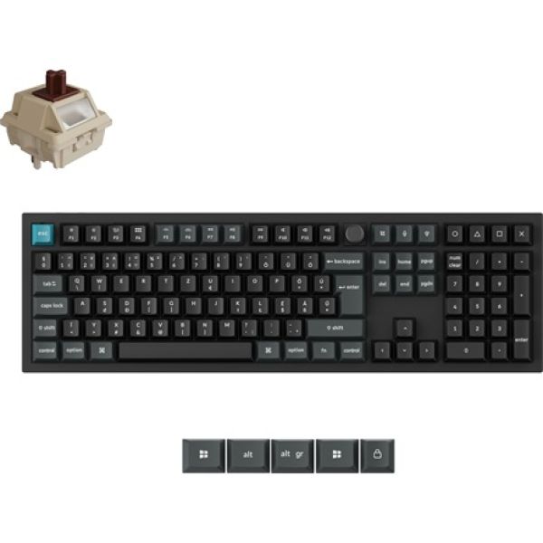 Keychron Q6 Ultra 8K Bluetooth / vezeték nélküli magyar Silk POM Brown mechanikus billentyűzet fekete