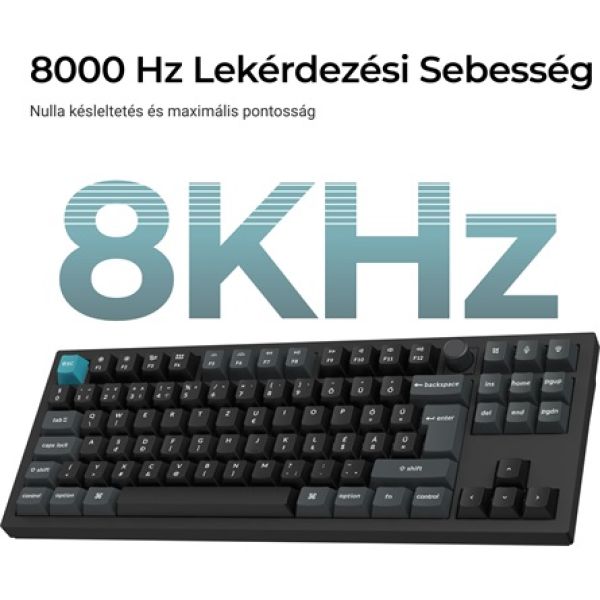 Keychron Q3 Ultra 8K Bluetooth / vezeték nélküli magyar Silk POM Banana mechanikus billentyűzet fekete