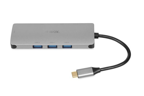 iBox IUH3RJ4K notebook dock/port replicator USB 3.2 Gen 1 (3.1 Gen 1) Type-C Power Delivery 100W Silver