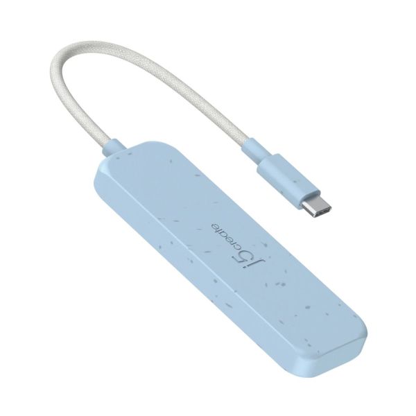 j5create Eco-Friendly USB-C to 4-Port Type-A Gen 2 Hub Cyan