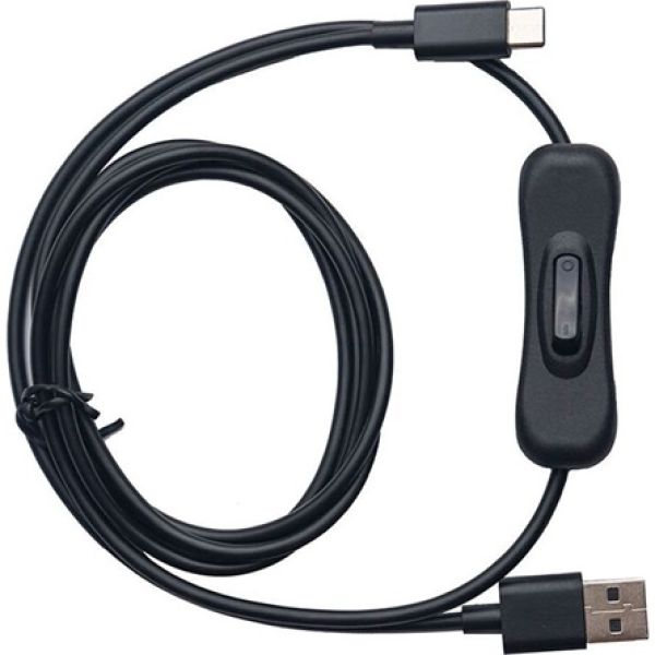 Obsbot USB-C -> USB-A 2.0 M/M adatkábel 1.5m fekete KI/BE kapcsolóval
