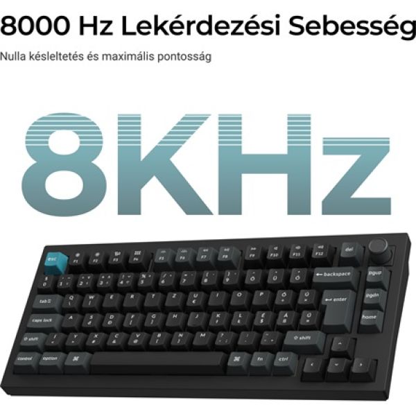 Keychron Q1 Ultra 8K Bluetooth / vezeték nélküli magyar Silk POM Red mechanikus billentyűzet fekete