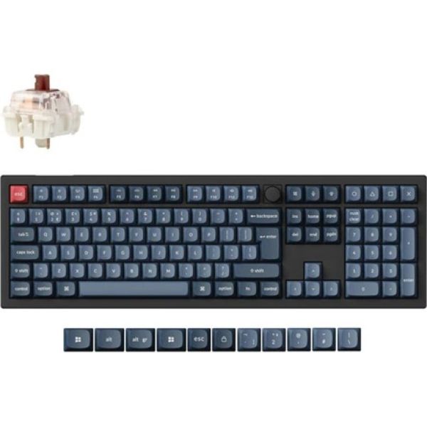 Keychron V6 Max Hot-swap, RGB backlight, Knob, Brown Switch ISO HU billentyűzet fekete