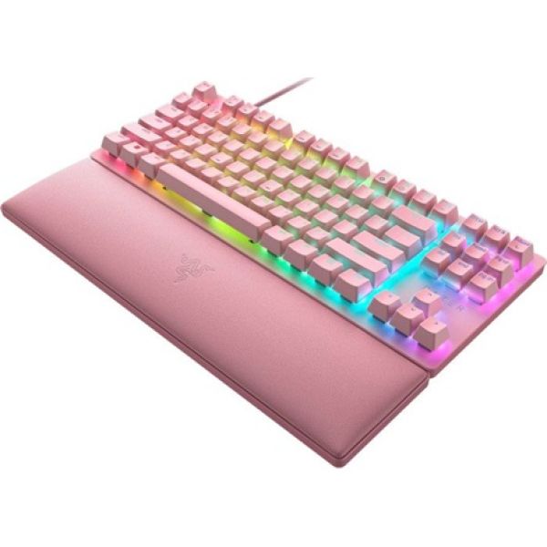Razer Huntsman V2 Tenkeyless USB angol (US) gaming Razer Red optikai billentyűzet rózsaszín (Quartz) (Bontott, használt!