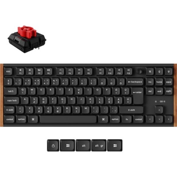 Keychron K1 Ultra 8K Bluetooth / vezeték nélküli magyar Milk POM Red mechanikus billentyűzet fekete