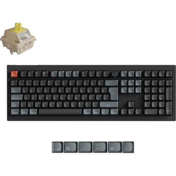 Keychron V6 Ultra 8K Bluetooth / vezeték nélküli magyar Silk POM Banana mechanikus billentyűzet fekete