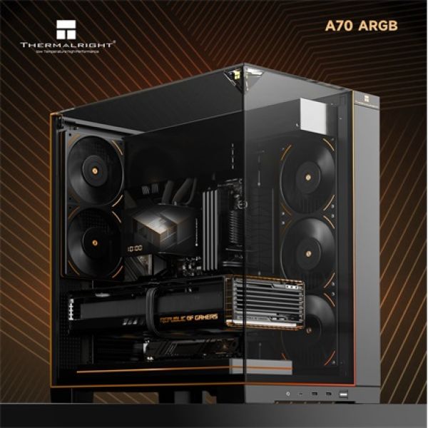 Thermalright A70 ARGB táp nélküli ablakos Mid Tower számítógépház fekete