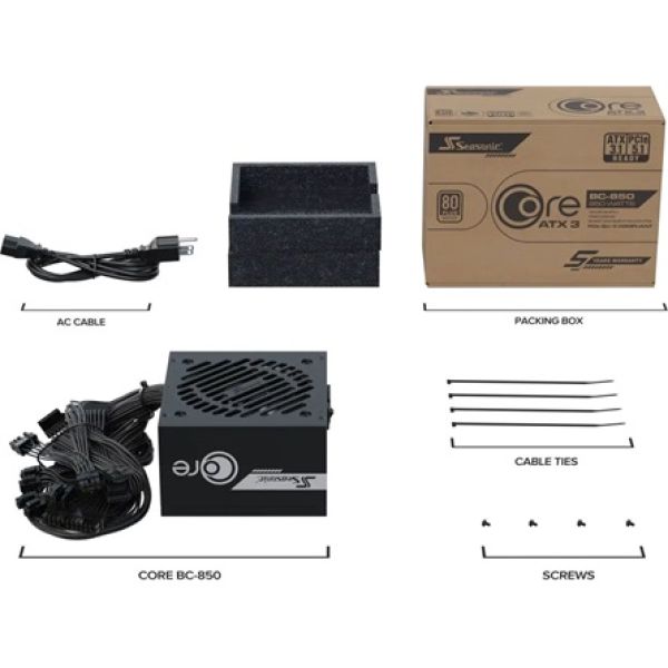 Seasonic Core BC ATX 3.1 ATX desktop tápegység 850W 80+ Bronze BOX