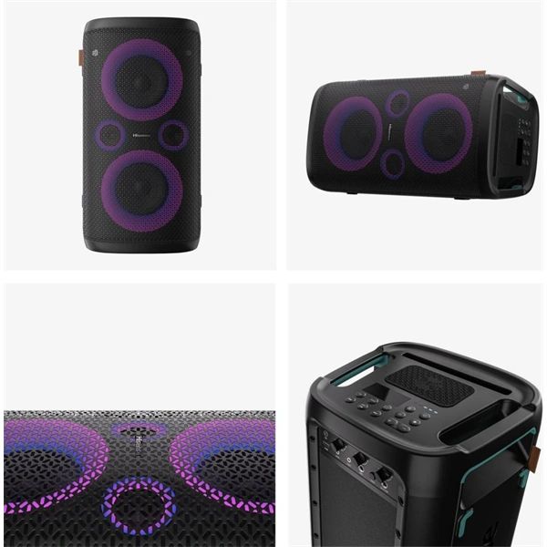 HISENSE Party Storm 1 Bluetooth Party Hangszóró 2 db mikrofonnal, 2.0CH, 300W, Fekete