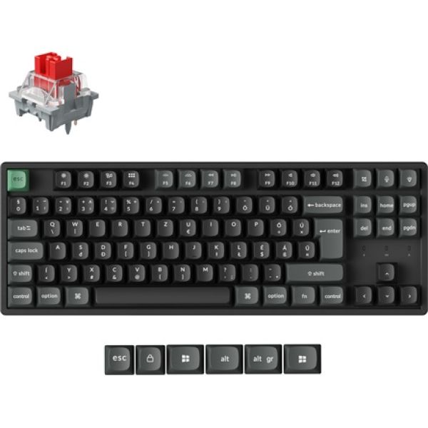 Keychron K8 Ultra 8K Bluetooth / vezeték nélküli magyar Apex Red mechanikus billentyűzet fekete