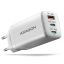 Hálózati töltő Axagon 2x USB-C, 1x USB-A, 65 W PD3.0/QC4+/PPS/Apple, fehér
