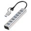 Logilink USB 3.0 hub, 7 port, 7x USB-A, 2 az 1-ben csatlakozókábel, 5 Gbit/s, ezüst