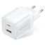 Vention 2-Port USB (C-A) GaN Charger (70W/22.5W) EU-Plug White