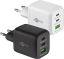 USB hálózati gyorstöltő 1x QC 3.0 (30W) + 2x USB-C 3.1(65W) fekete GOOBAY(64753)