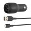 Belkin Boost Charger Dual USB-A Car Charger 24W + USB-A to Lightning Cable Black