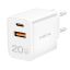 Logilink USB-A/C charger 20W GaN 2-port 1x USB-C (PD) 1x USB-A White