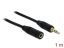 DeLock Stereo Jack Extension Cable 3.5 mm 3 pin male > female 1m Black