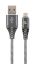 Gembird CC-USB2B-AMmBM-1M-WB2 Premium cotton braided microUSB charging and data cable 1m Space Grey/White