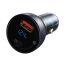 Baseus USB/USB-C 65W 5A SCP QC 4.0 + PD 3.0 LCD + Type-C Cable Car Charger Grey