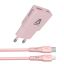 Avax CH6418 GaN charger with USBC-C to Lightning cable Pink